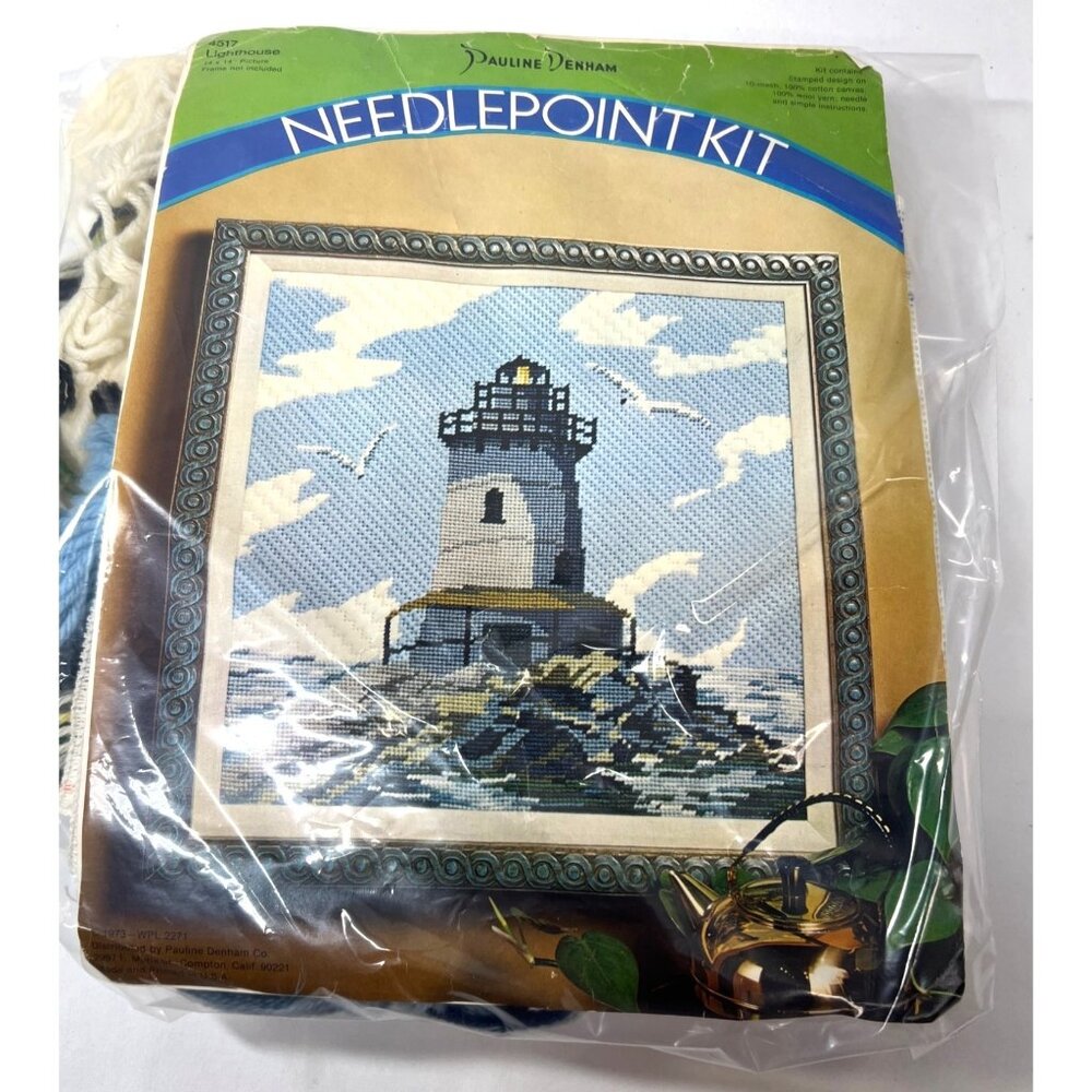 Pauline Denham Lighthouse Needlepoint Kit 4517 14" x 14" 100% Cotton Canvas & Wo